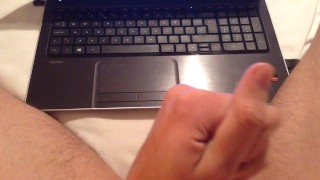 Jerking thick cock and cumming to porn