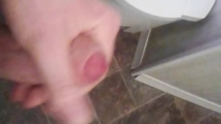 using my phone as i cum on the floor in public bathroom