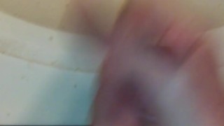 Jacking off Big Cock in Sink Cum Shot