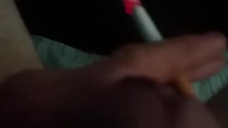 Smoking while jerking off with a cockring on