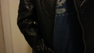 Jerk Off in Leather Jacket