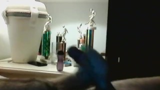 stroking my lubed up rock hard cock