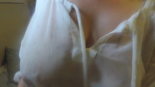 HD Dirty Talking MIlkymama teases milk filled tits