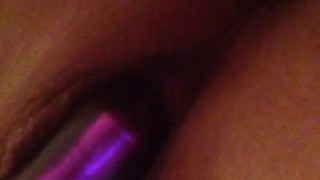Horny slut plays with toy