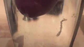 spunkdude72 cumming slowly in a glass of water