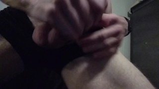 Muscle twink rubbing his cock and jacking his meat