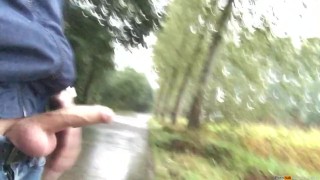 Stopped my car, and shoot my cum on the street