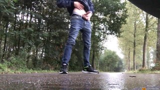 Stopped my car, and shoot my cum on the street