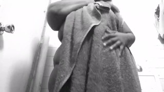 Drying Off My Curvy Body and Getting Ready (B&W)