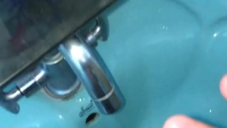 my cum with a big shot in washbasin