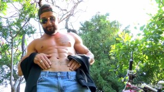 Maskurbate Hunky Biker Jerks Dick Outside