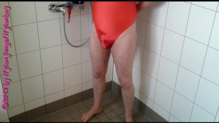 Pissing in swimsuit