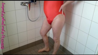 Pissing in swimsuit