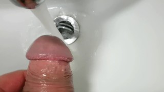 Pissing before washing my sensitive cock head
