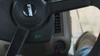 Jacking off in tractor