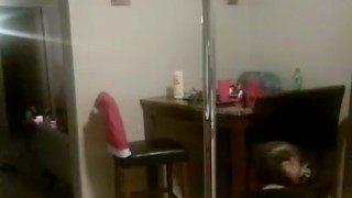 Stripper dancing for you in her kitchen sexy tattooed Brunette