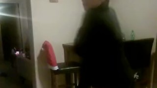 Stripper dancing for you in her kitchen sexy tattooed Brunette