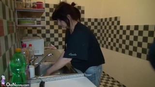 Young man old granny and sexy girl