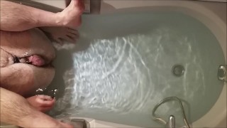 Virgin ass bath anal play - solo str8 guy still learning with butt plug