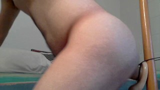 Suck and fuck Bandit dildo while in chastity