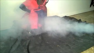 red and black spandex humps and cums spiderman