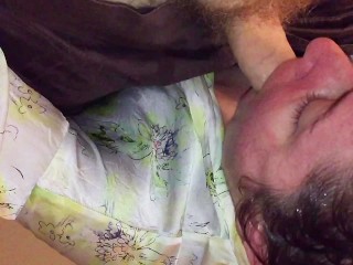 Submissive wife gives sloppy blowjob, then reverse cowgirl gets load of cum