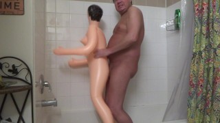Fucking Blow Up Sex Doll In Shower