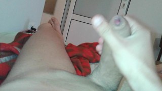 Teen Boy Jerking Off his Huge Cock at Home in Bed - 12 inch Dick