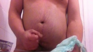 chav in golden shower wanking in piss soaked nappy