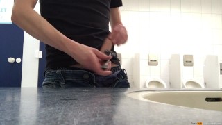 shaving my balls and wanking my dick in public restroom - do you dare?