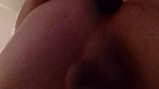 Public toilet. Dildo and cumshot