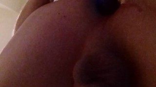 Public toilet. Dildo and cumshot