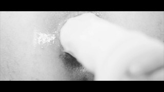 Stunning young cock and hairless ass take thick long dildo at the piano