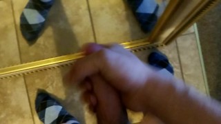 Showing off in the mirror with my big dick