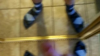 Showing off in the mirror with my big dick