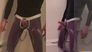 Pissing myself under because it makes me horny - solo golden shower