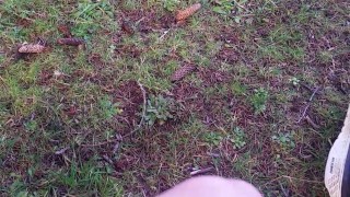 Jerking my cock outside and cumming