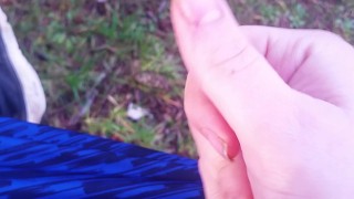 Jerking my cock outside and cumming