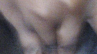 Wet ebony pussy rubbing while watching porn