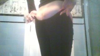 Fat Booty Trans-Girl's New Yoga Pants Are Hard To Get On