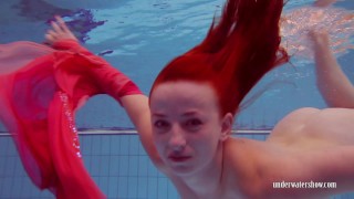 Redhead in the pool