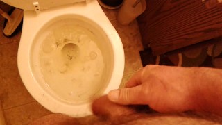 Pissing in a dirty toilet.