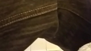 Straight bigot post orgasm in bathroom cums on himself