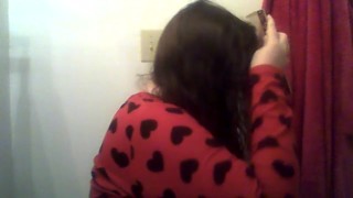 combing Long Curly Hair with a Wooden Comb