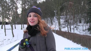Public Agent Inked ginger earns cash for fucking