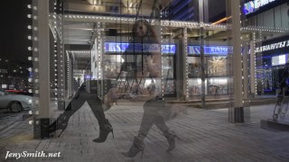 Jeny Smith naked in snow fall walking through the city