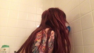 Ariel Blue's Sloppy Shower Dildo Blowjob