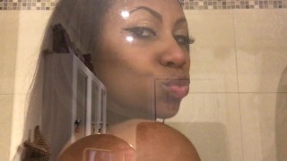 ASMR - Glass Kissing - Ass Worship - Wet Mouth Sounds - EbonyLovers