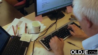Young Old Boss Fucks Secretary Teen Pussy fucks her and facial cumshot