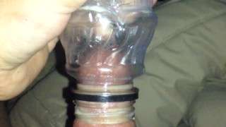 Fucking a plastic bottle with my hard dick